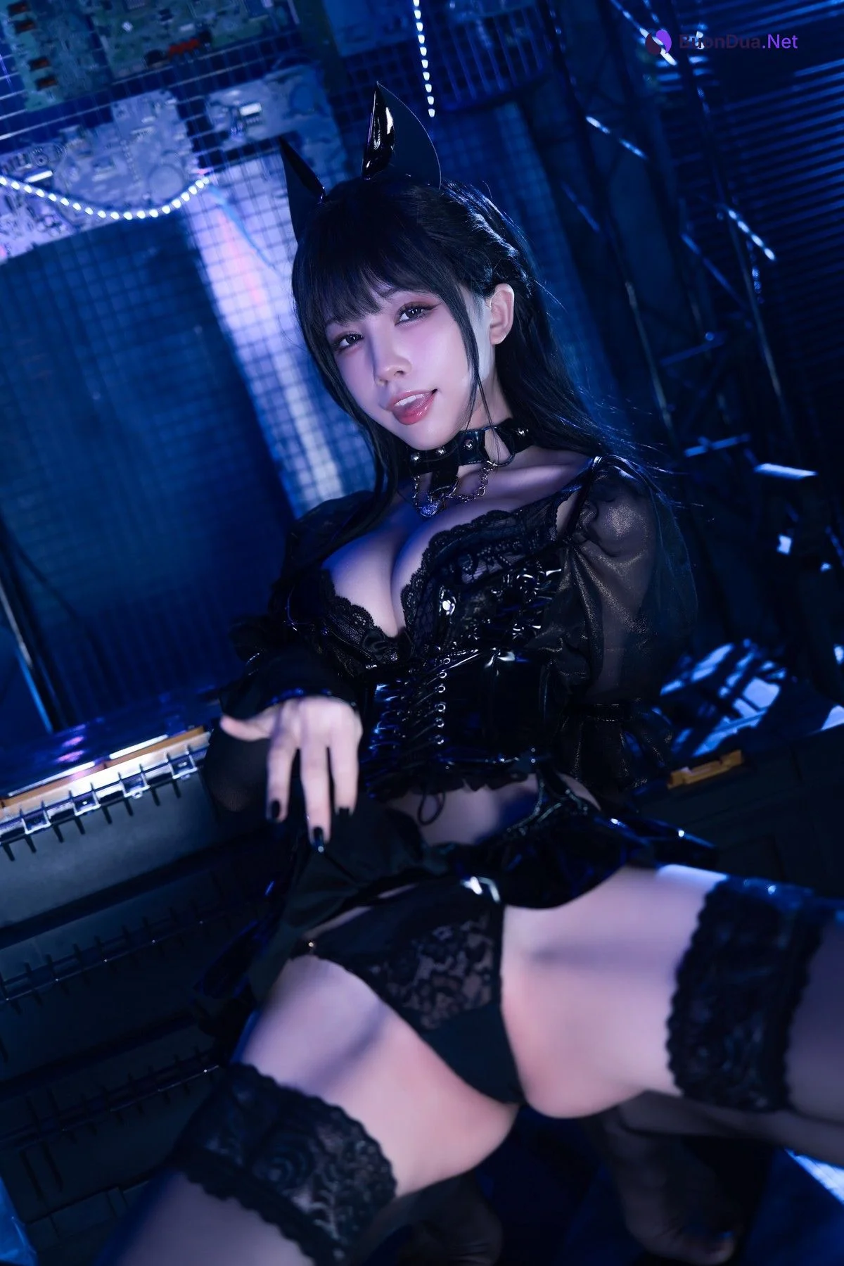水淼aqua Cosplay 猫咪女郎 黑色猫猫 - 사진 16