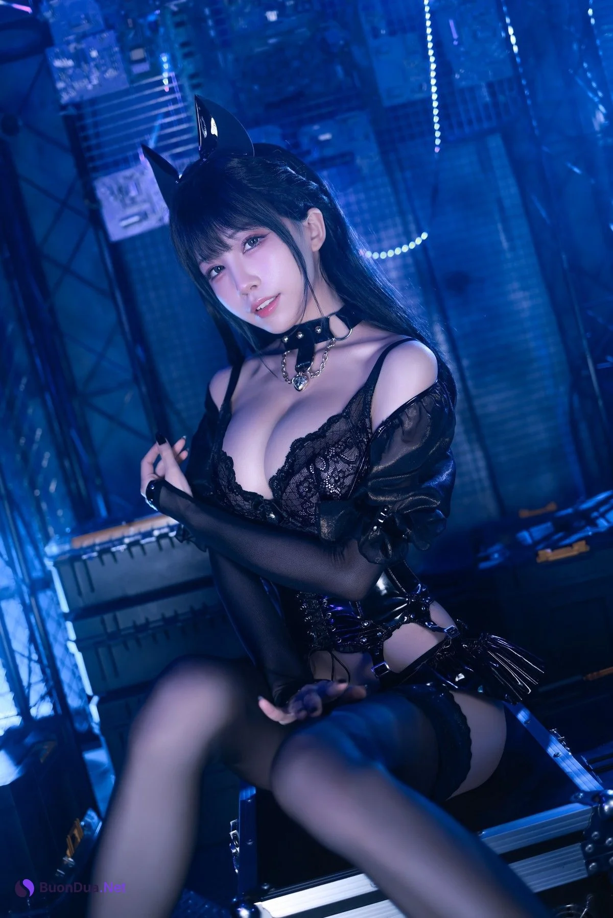 水淼aqua Cosplay 猫咪女郎 黑色猫猫 - 사진 17
