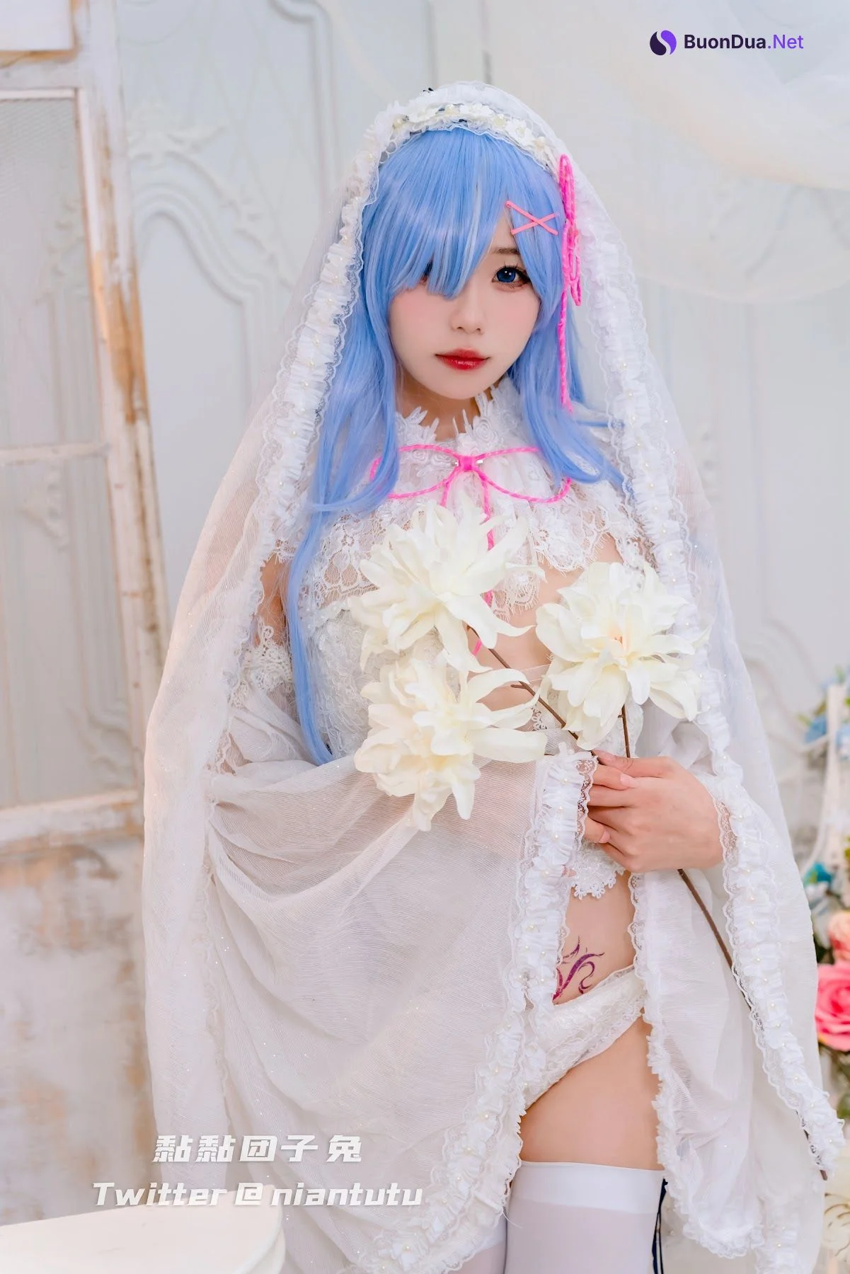 Coser@黏黏团子兔 – 长发蕾姆 - 照片 4