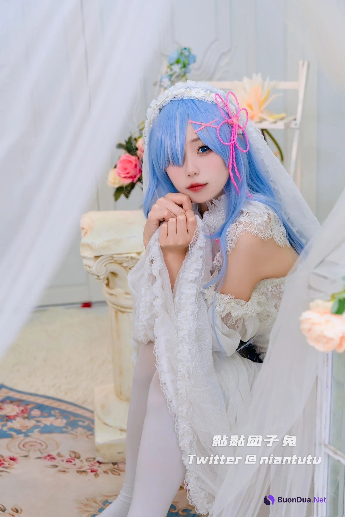 Coser@黏黏团子兔 – 长发蕾姆 - 照片 8