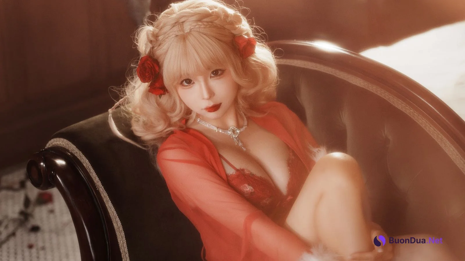 Coser@蠢沫沫 (chunmomo) – 黑红纱裙 - 사진 13