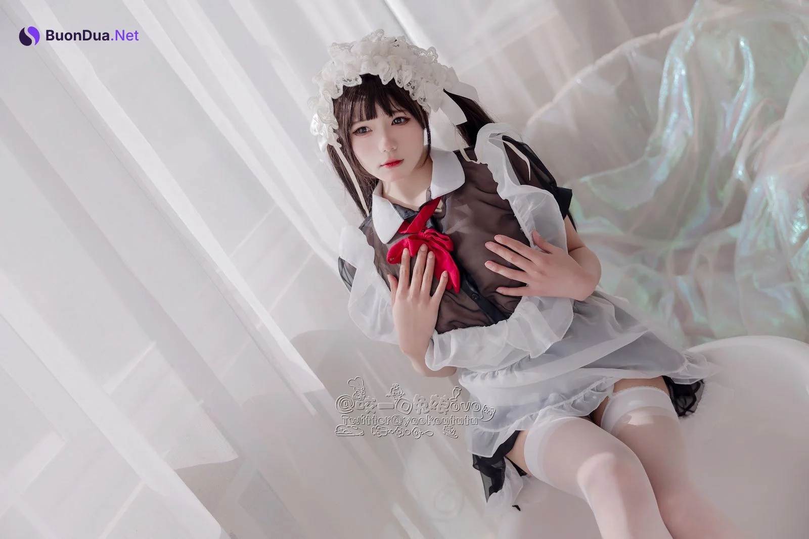 Coser@黏黏团子兔 – 黑白女仆 - Photo 14