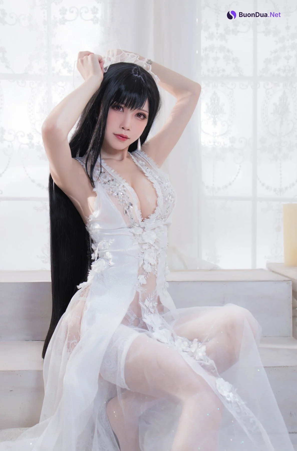 Coser@水淼Aqua Vol.067 婚纱+黑皮蜜蜂 - Photo 11