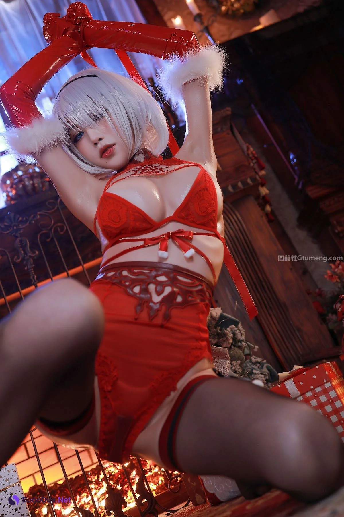 Coser@水淼Aqua Vol.075 圣诞2B 内衣+丝带 - 写真 10