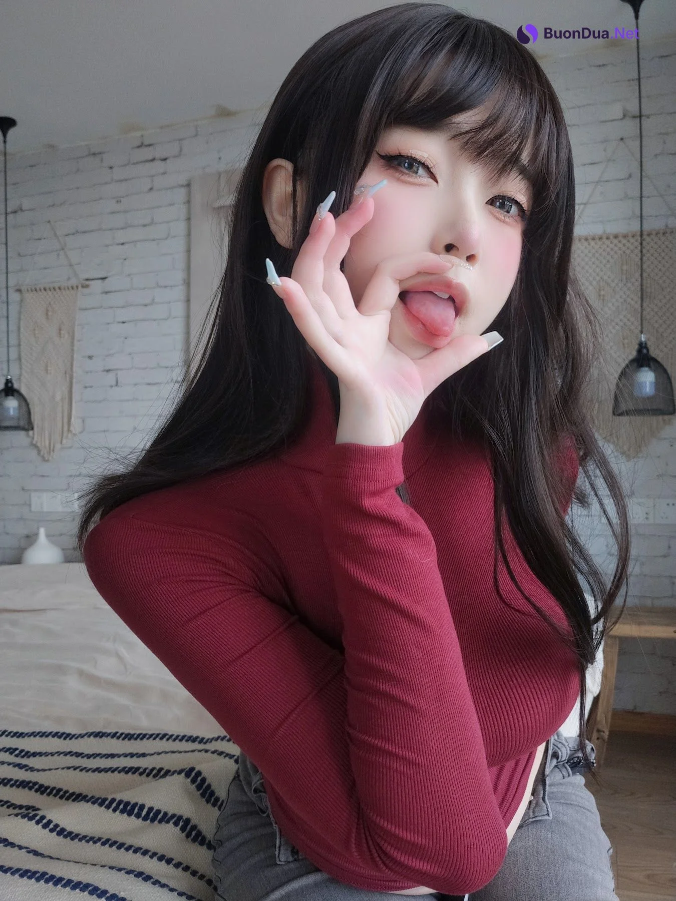 Coser@女主K – 红色毛衣的丰满妹妹 - Photo 3