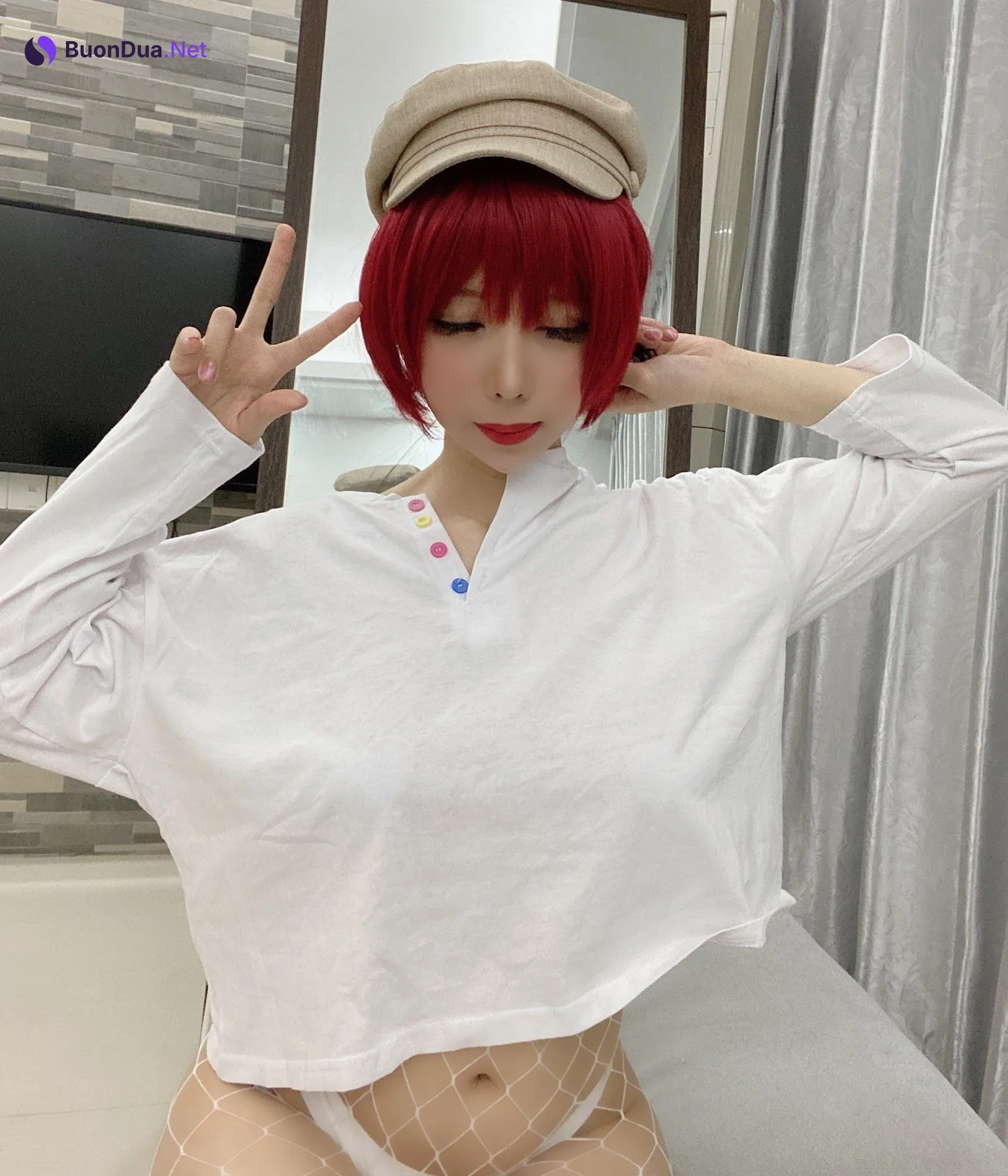 Coser@Kano Nozomi (鹿野希) Vol.10 红发白网袜 - Photo 17