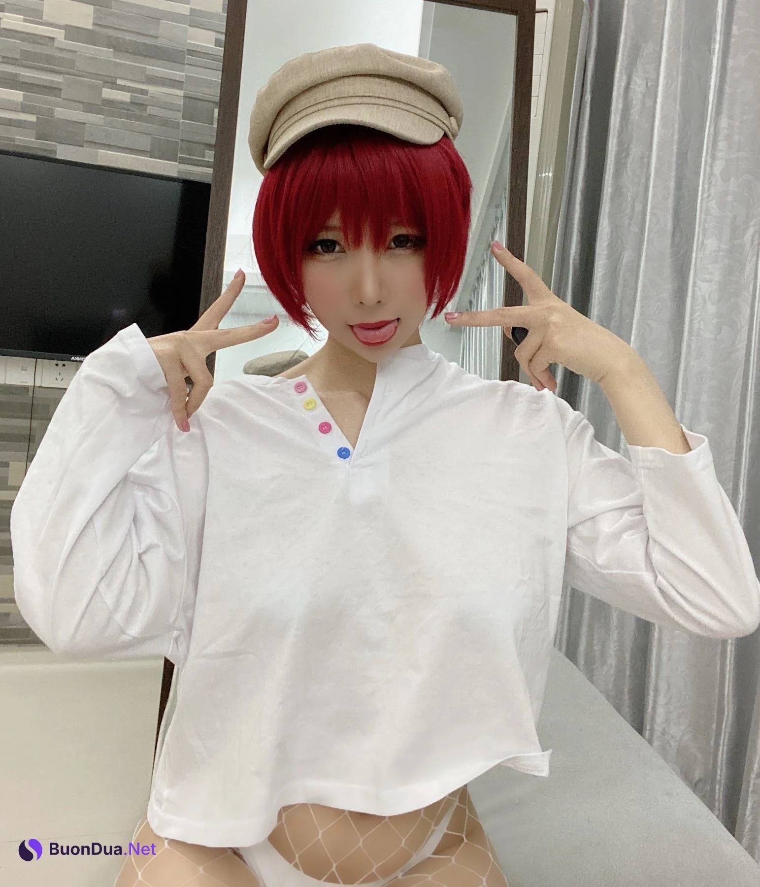 Coser@Kano Nozomi (鹿野希) Vol.10 红发白网袜 - Photo 18