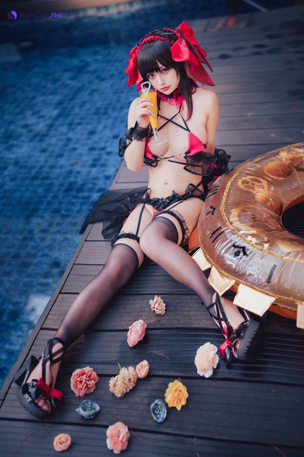 Coser@沖田凜花Rinka – Kurumi Tokisaki Swimsuit - รูปภาพ 12