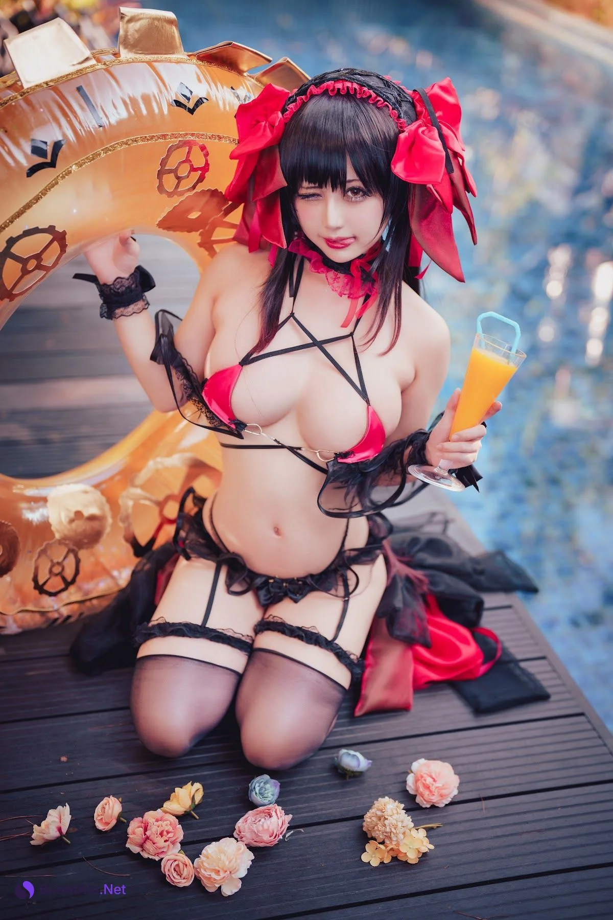 Coser@沖田凜花Rinka – Kurumi Tokisaki Swimsuit - รูปภาพ 7