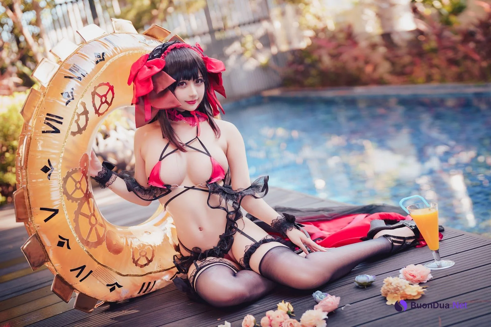 Coser@沖田凜花Rinka – Kurumi Tokisaki Swimsuit - รูปภาพ 8