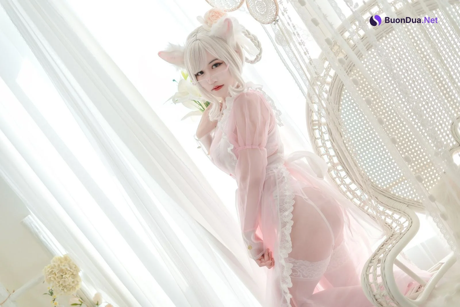 Coser@小仓千代w No.007 透明女仆粉色 - 사진 12