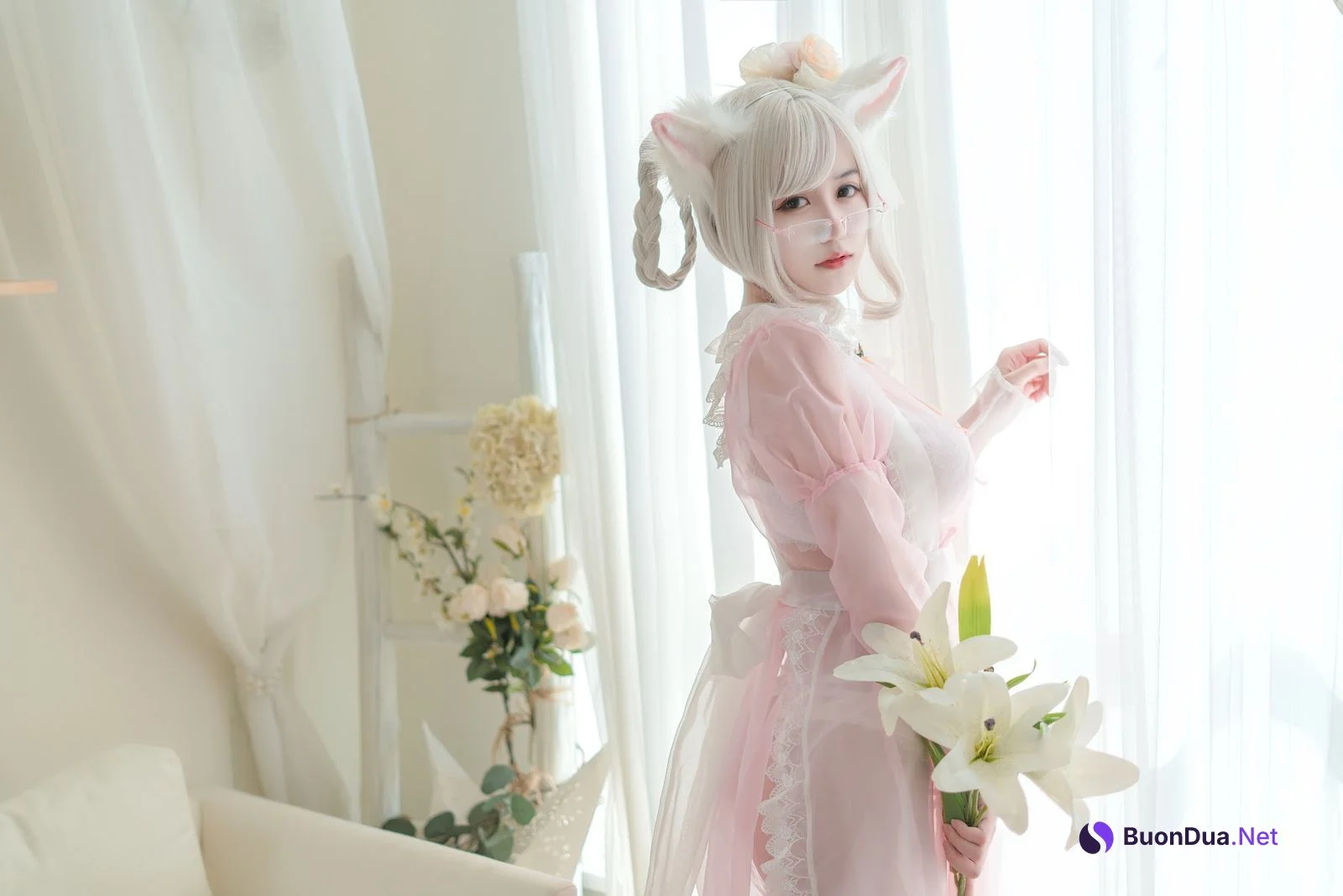 Coser@小仓千代w No.007 透明女仆粉色 - 사진 13