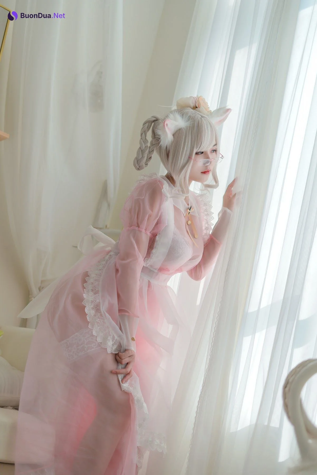 Coser@小仓千代w No.007 透明女仆粉色 - 사진 14