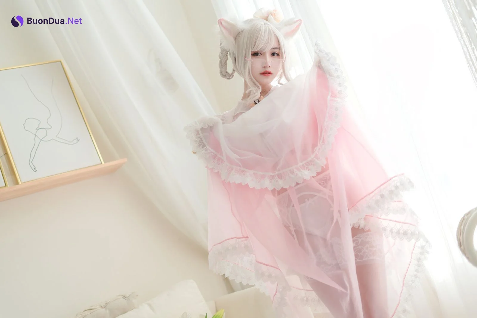 Coser@小仓千代w No.007 透明女仆粉色 - 사진 15