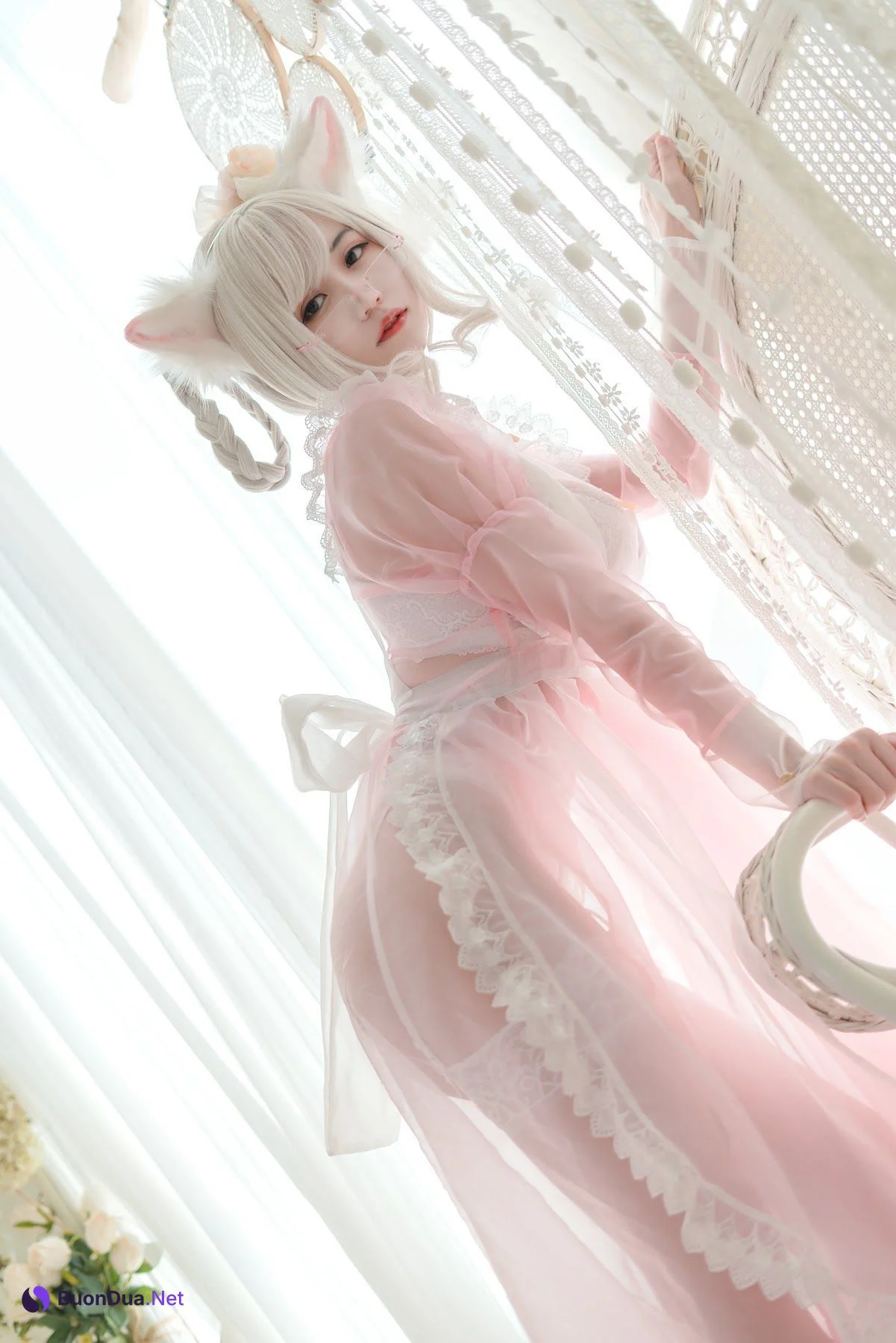 Coser@小仓千代w No.007 透明女仆粉色 - 사진 16