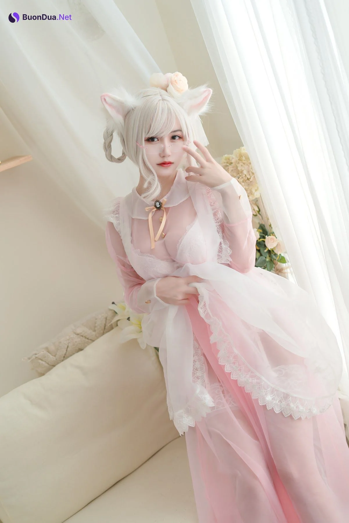 Coser@小仓千代w No.007 透明女仆粉色 - 사진 19