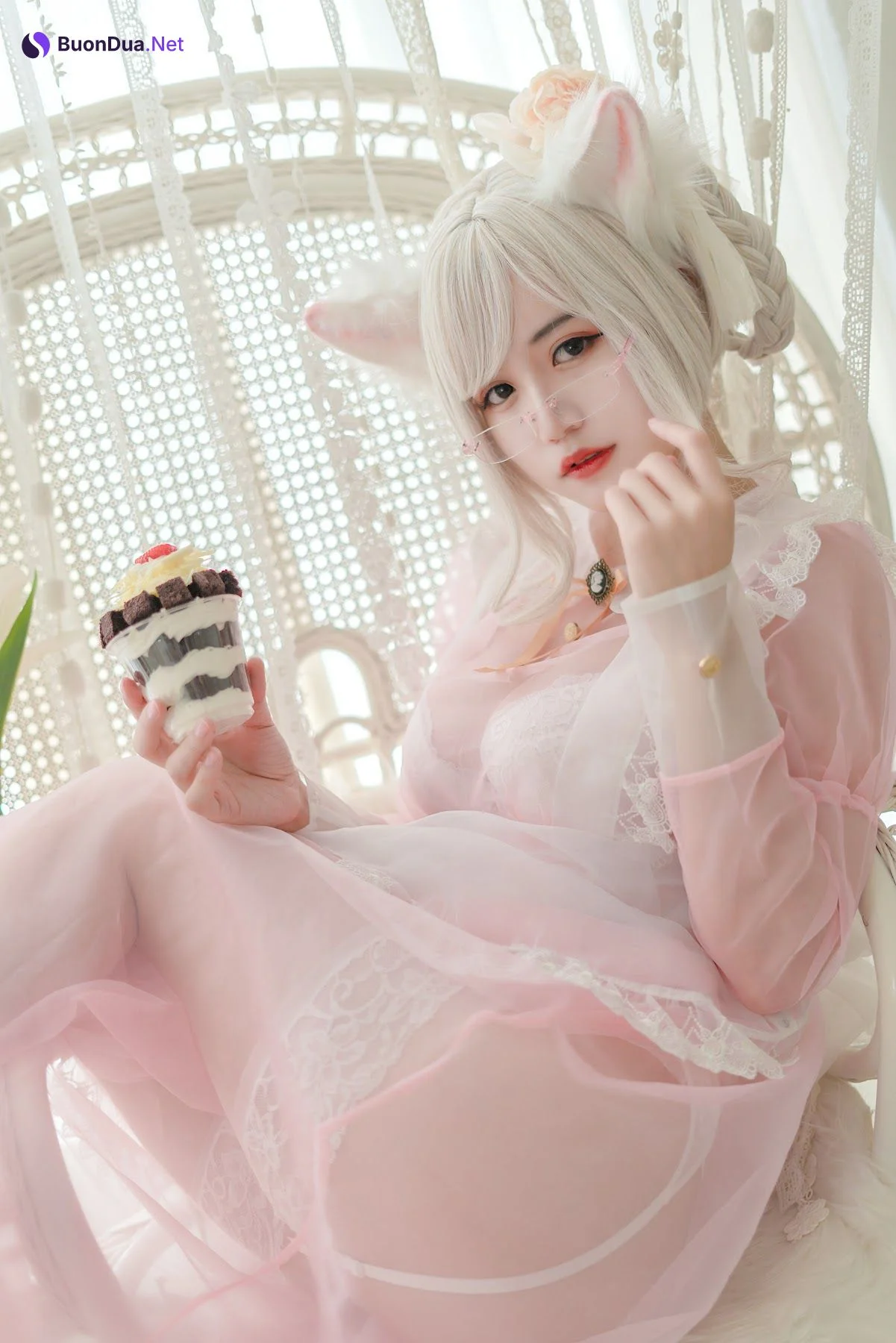 Coser@小仓千代w No.007 透明女仆粉色 - 사진 2