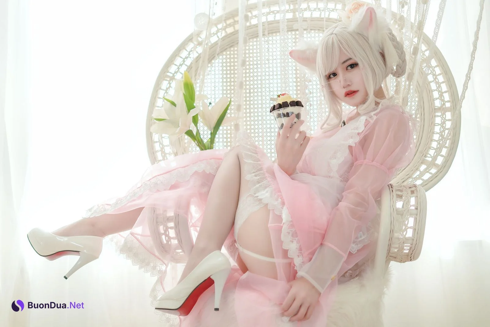 Coser@小仓千代w No.007 透明女仆粉色 - 사진 3