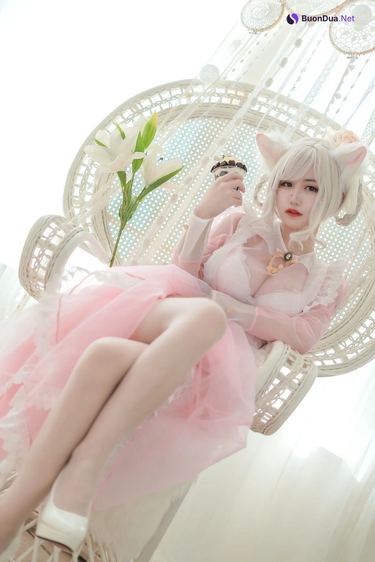 Coser@小仓千代w No.007 透明女仆粉色 - 사진 4