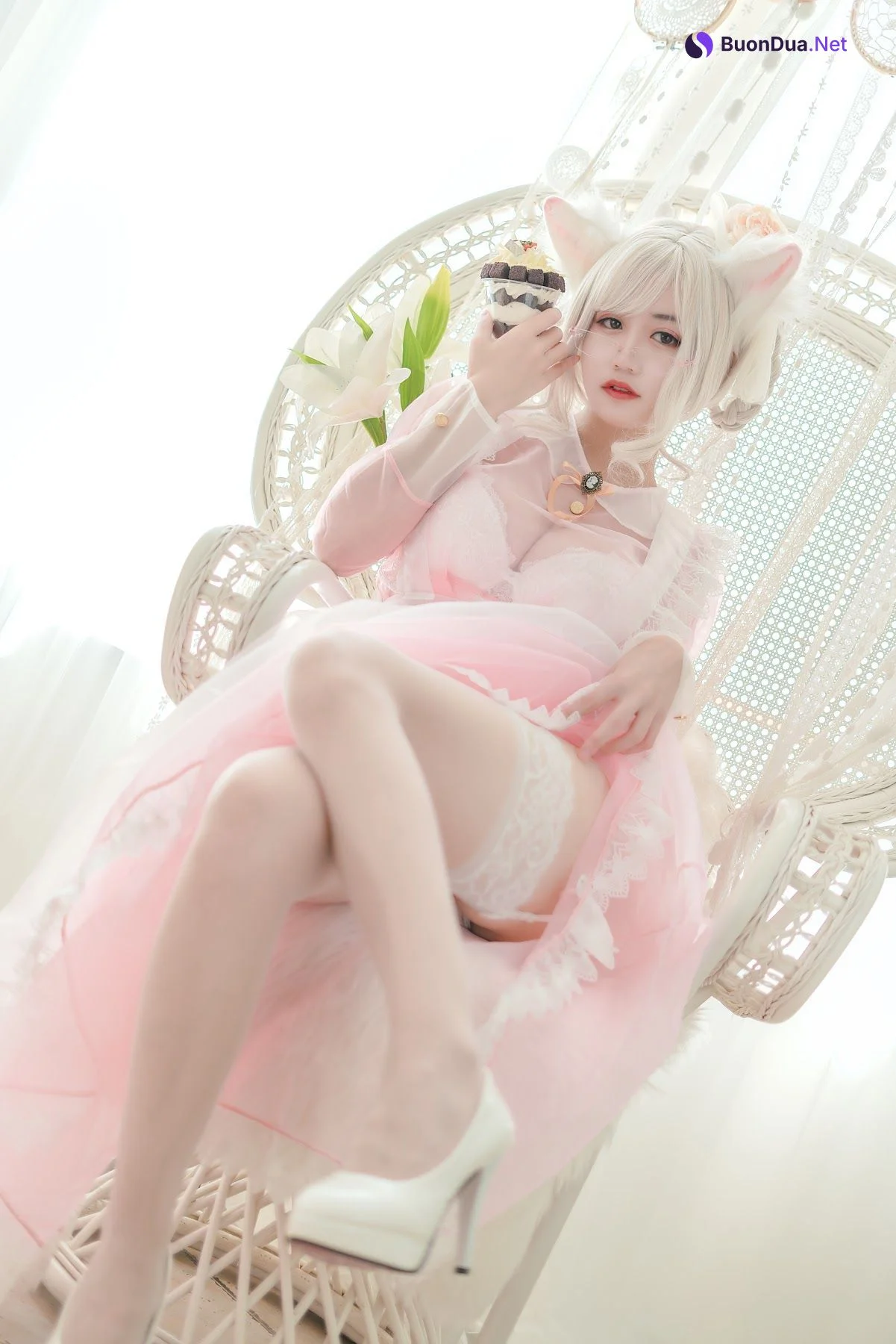 Coser@小仓千代w No.007 透明女仆粉色 - 사진 5