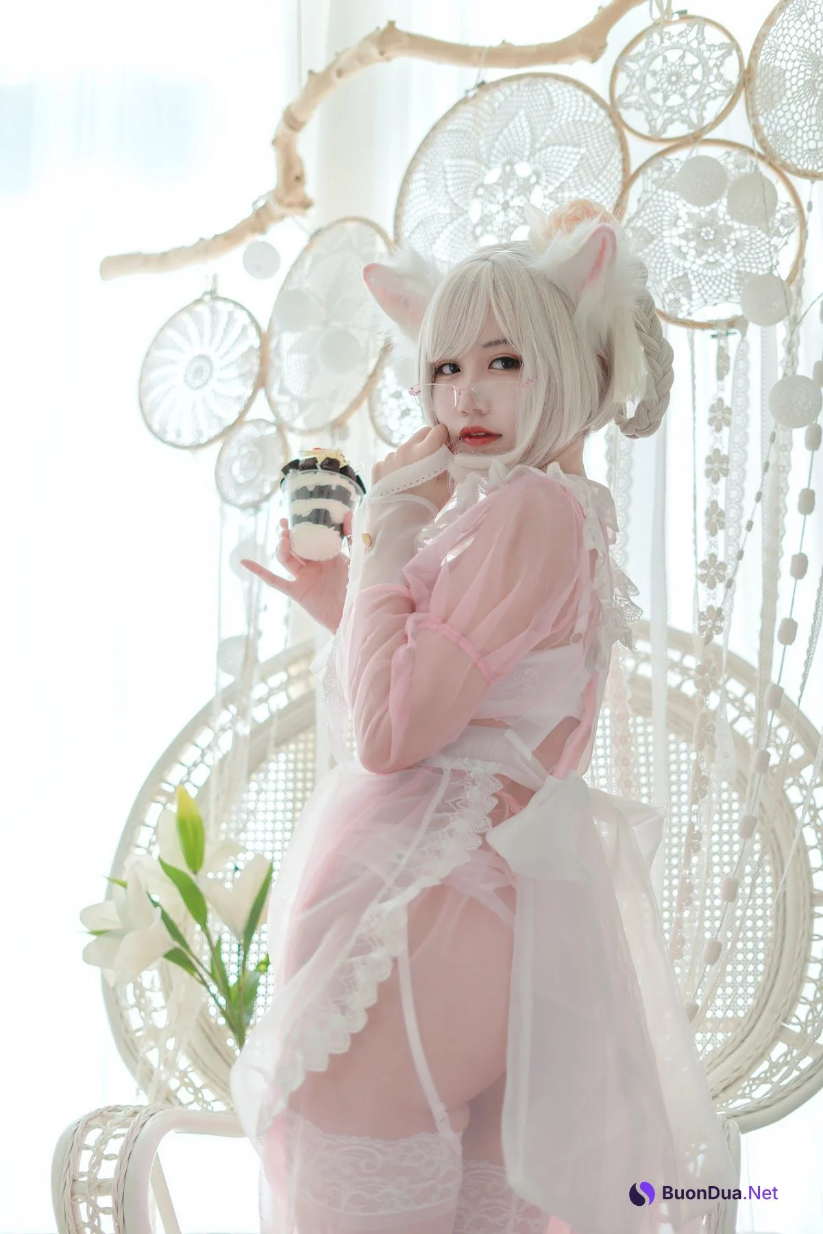 Coser@小仓千代w No.007 透明女仆粉色 - 사진 6