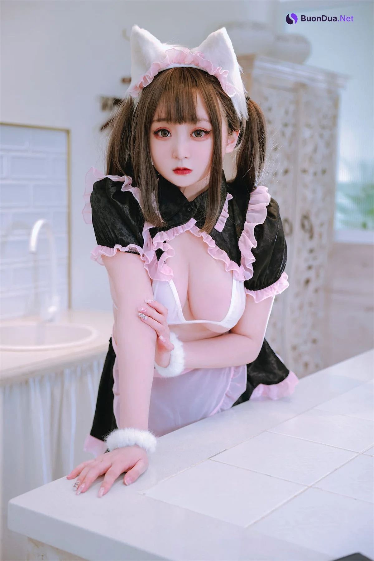 Cosplay 恩田直幸 猫耳黑粉女仆 - Photo 6