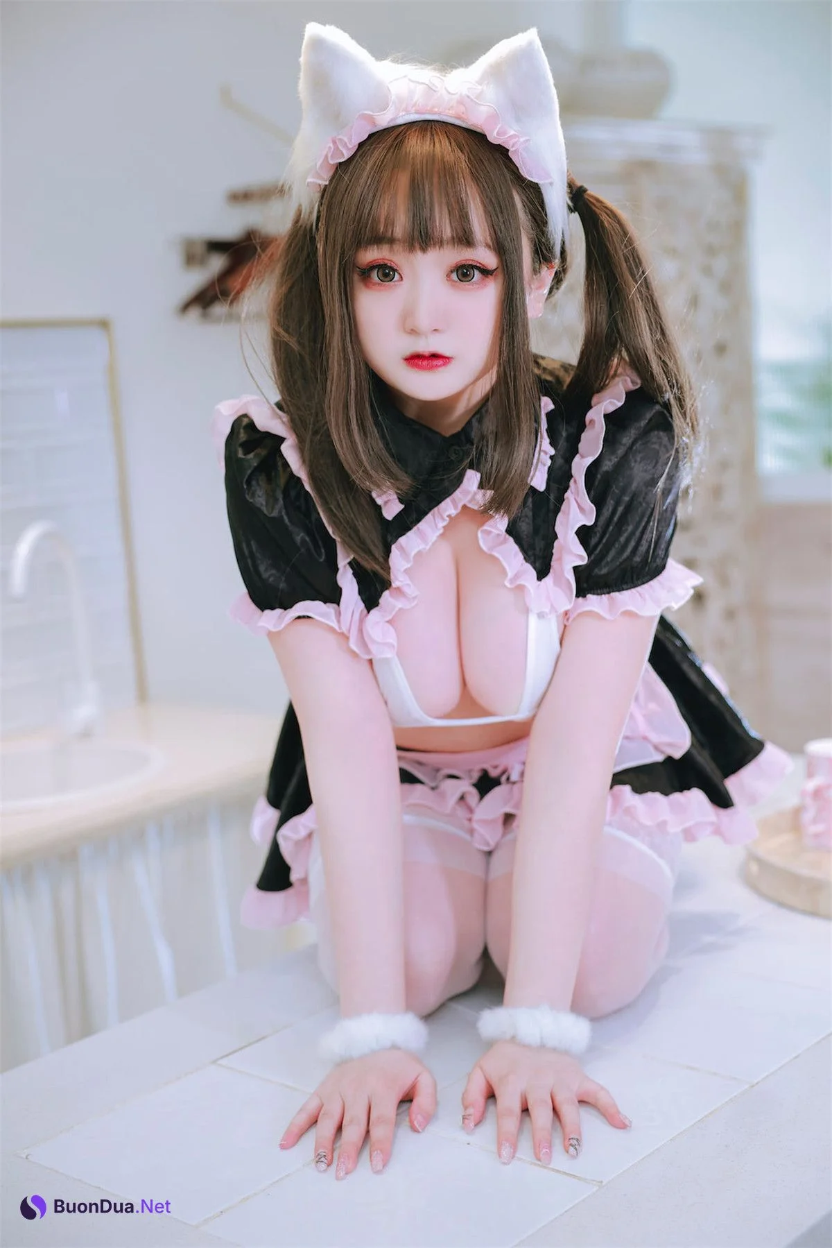 Cosplay 恩田直幸 猫耳黑粉女仆 - Photo 8