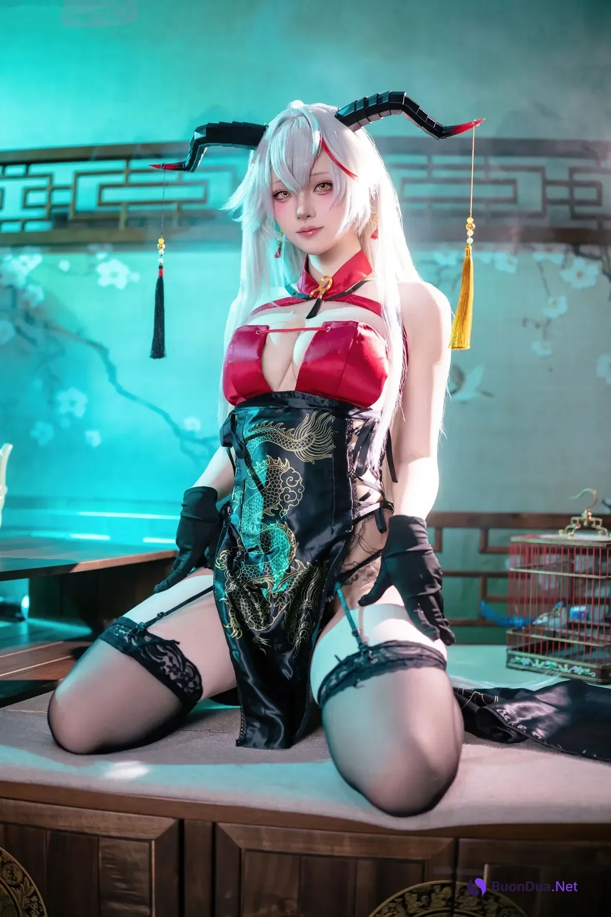 Cosplay 屿鱼 – 碧蓝航线 埃吉尔旗袍 - Photo 13
