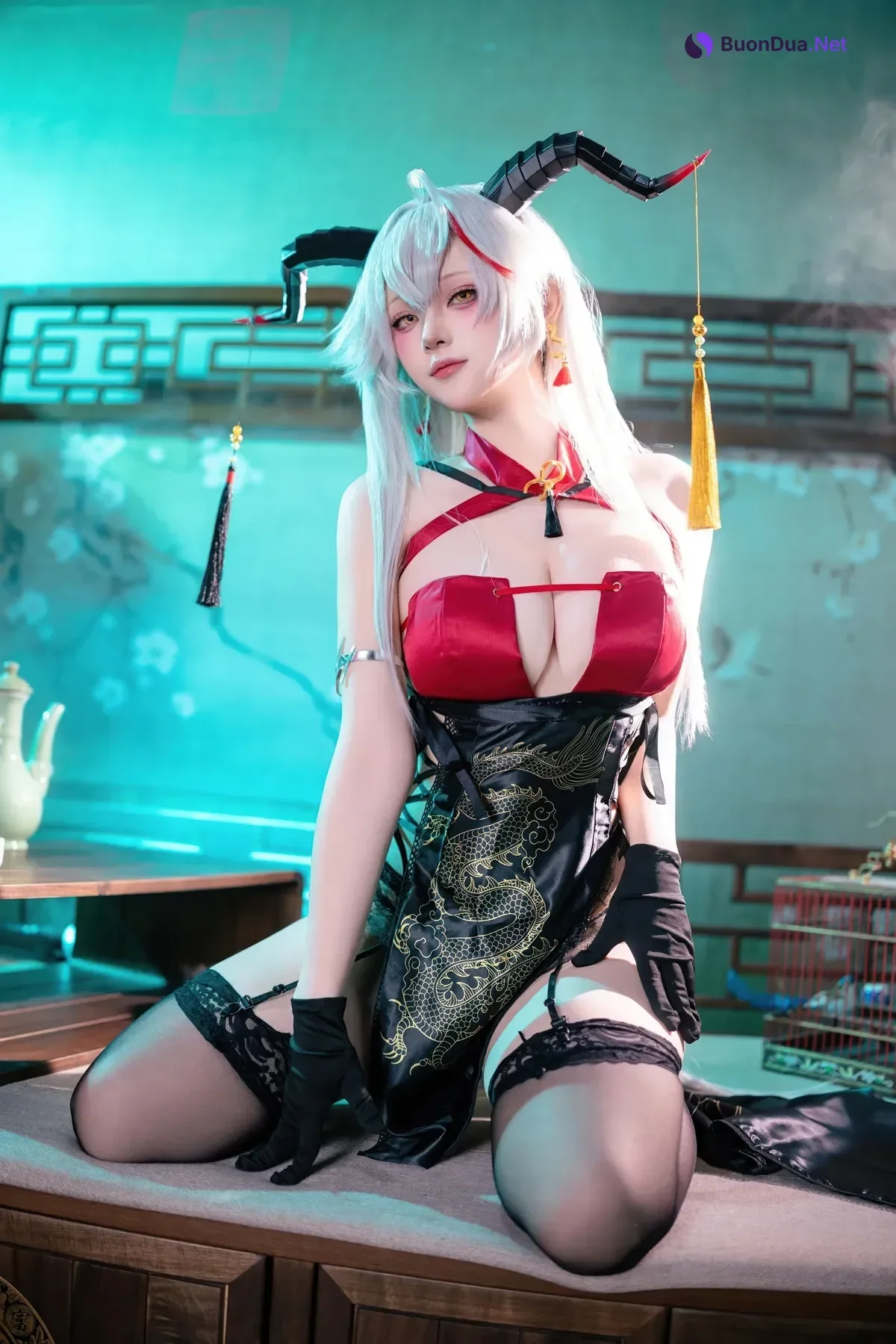 Cosplay 屿鱼 – 碧蓝航线 埃吉尔旗袍 - Photo 14
