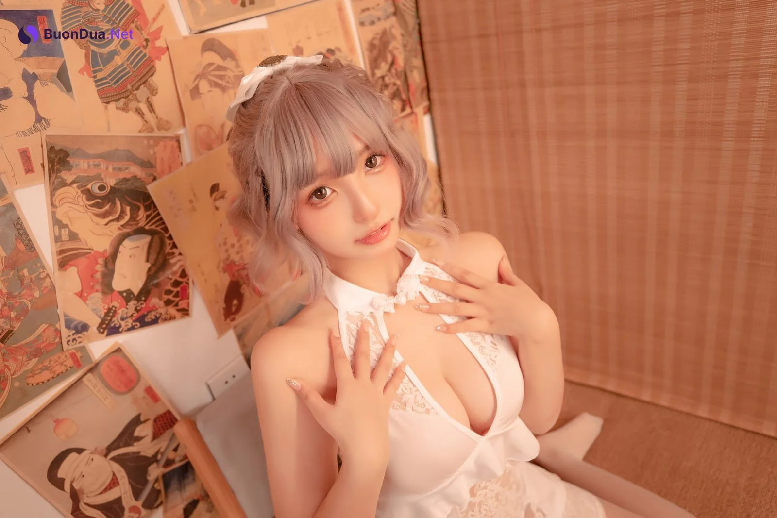 Cosplay 神楽板真冬 白旗袍 - Photo 11