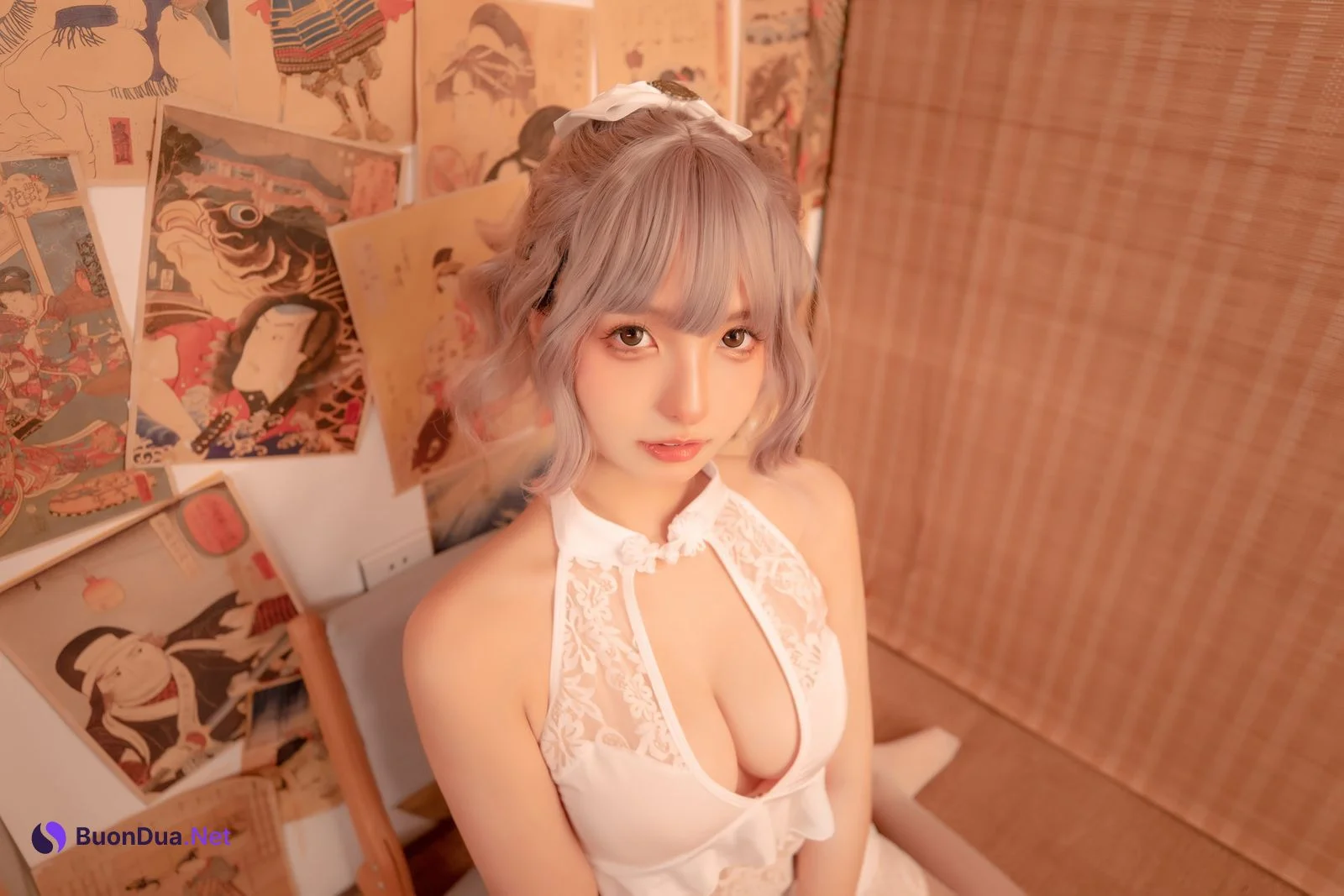 Cosplay 神楽板真冬 白旗袍 - Photo 12
