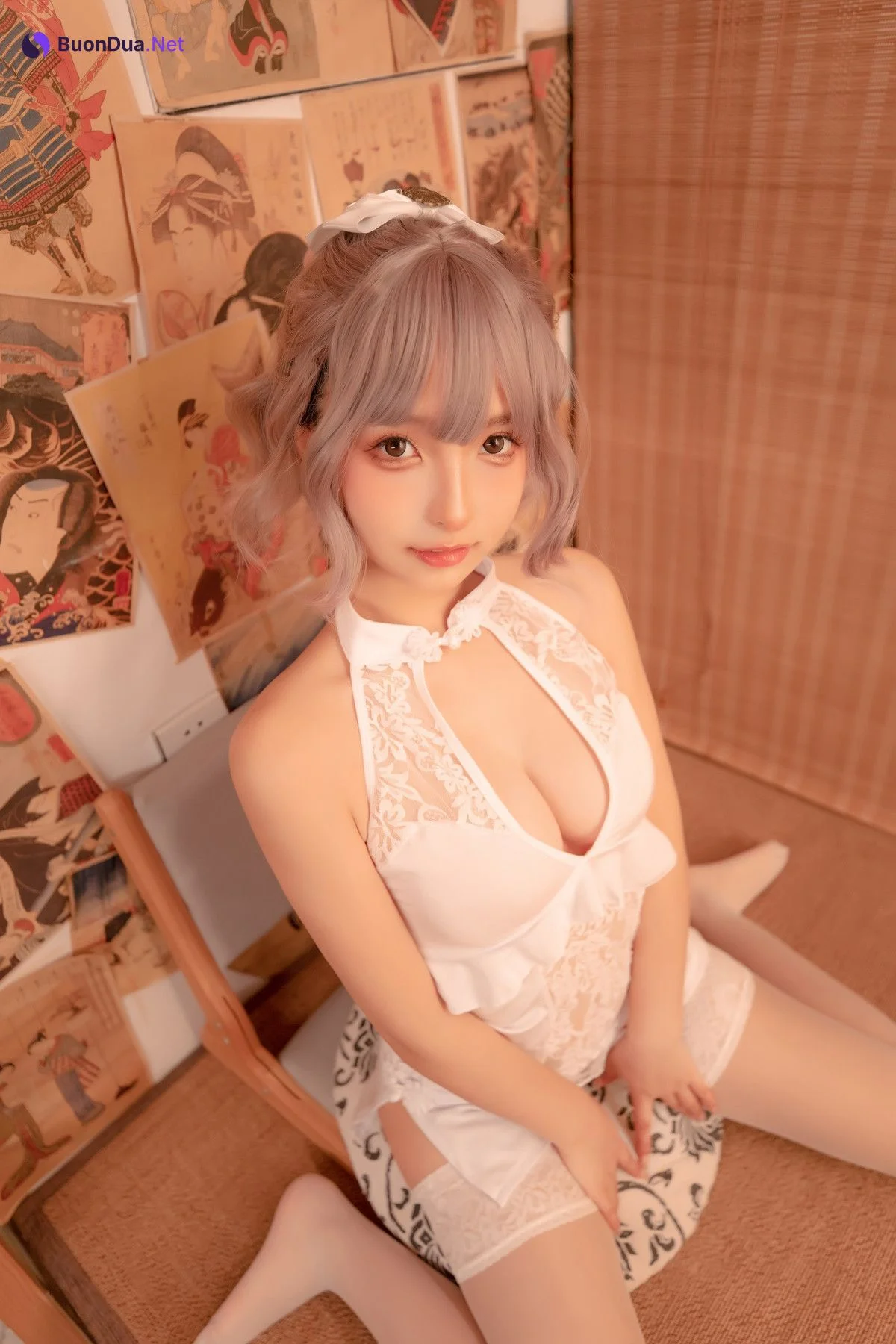 Cosplay 神楽板真冬 白旗袍 - Photo 2