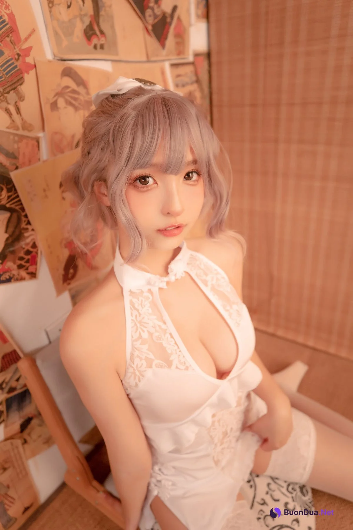 Cosplay 神楽板真冬 白旗袍 - Photo 6