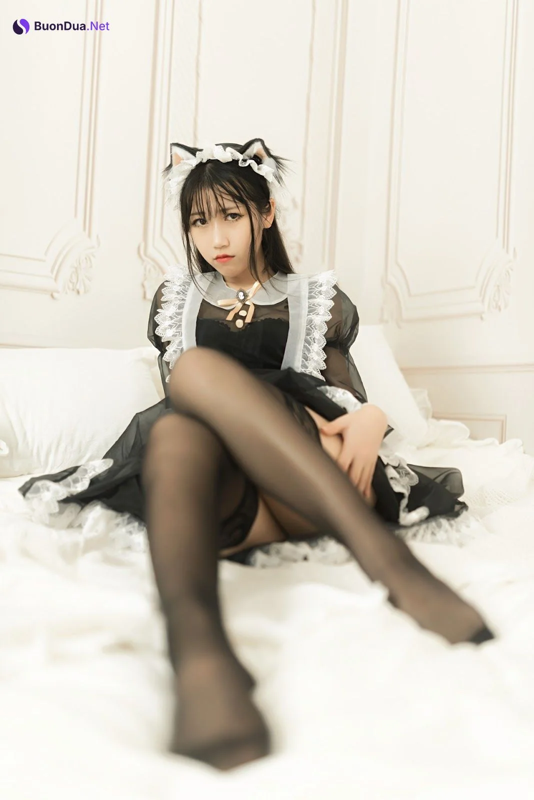 Cosplay 不呆猫 透明黑丝女仆 - Photo 17