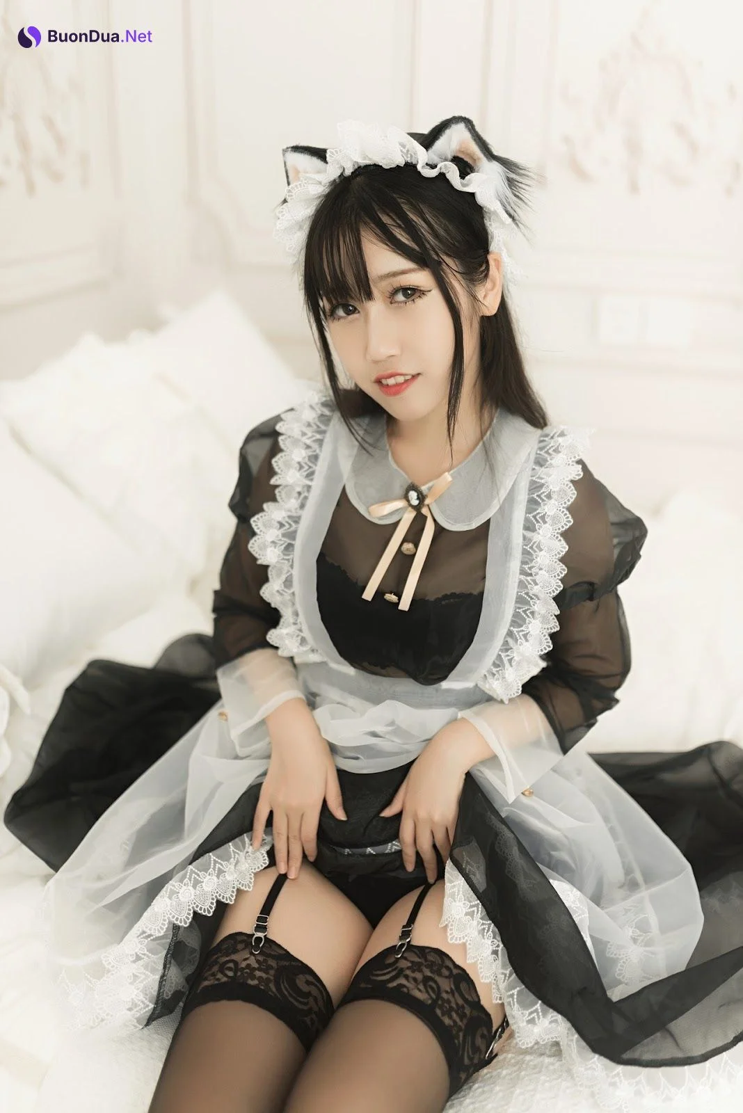 Cosplay 不呆猫 透明黑丝女仆 - Photo 2