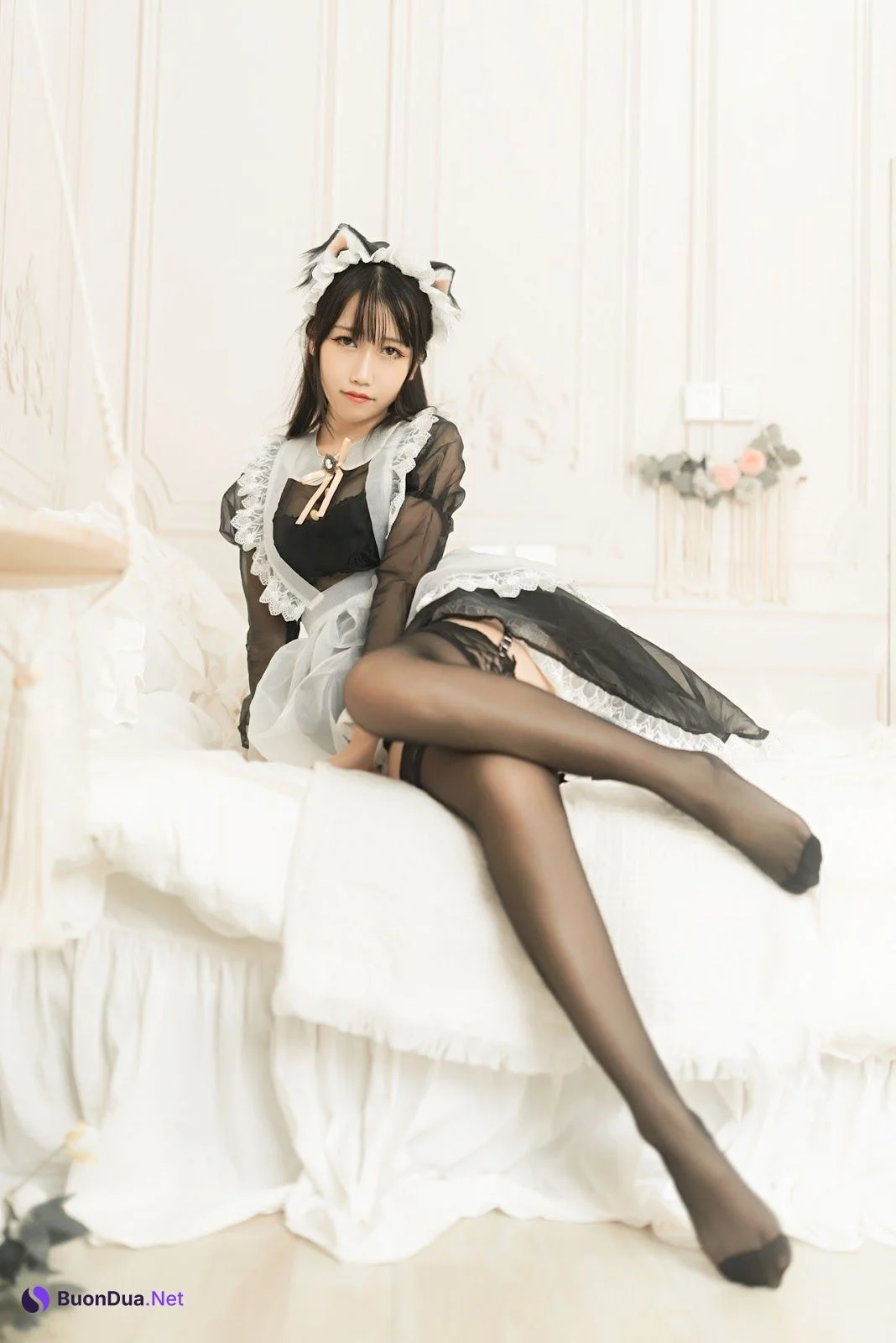 Cosplay 不呆猫 透明黑丝女仆 - Photo 5