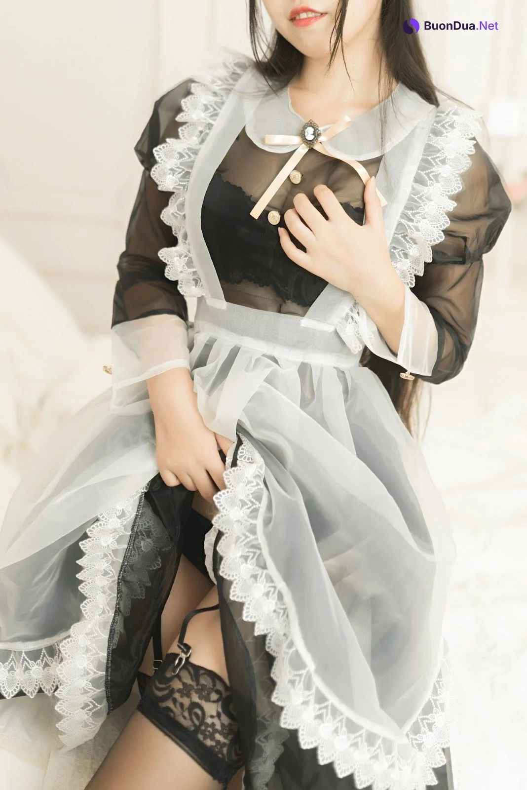 Cosplay 不呆猫 透明黑丝女仆 - Photo 8