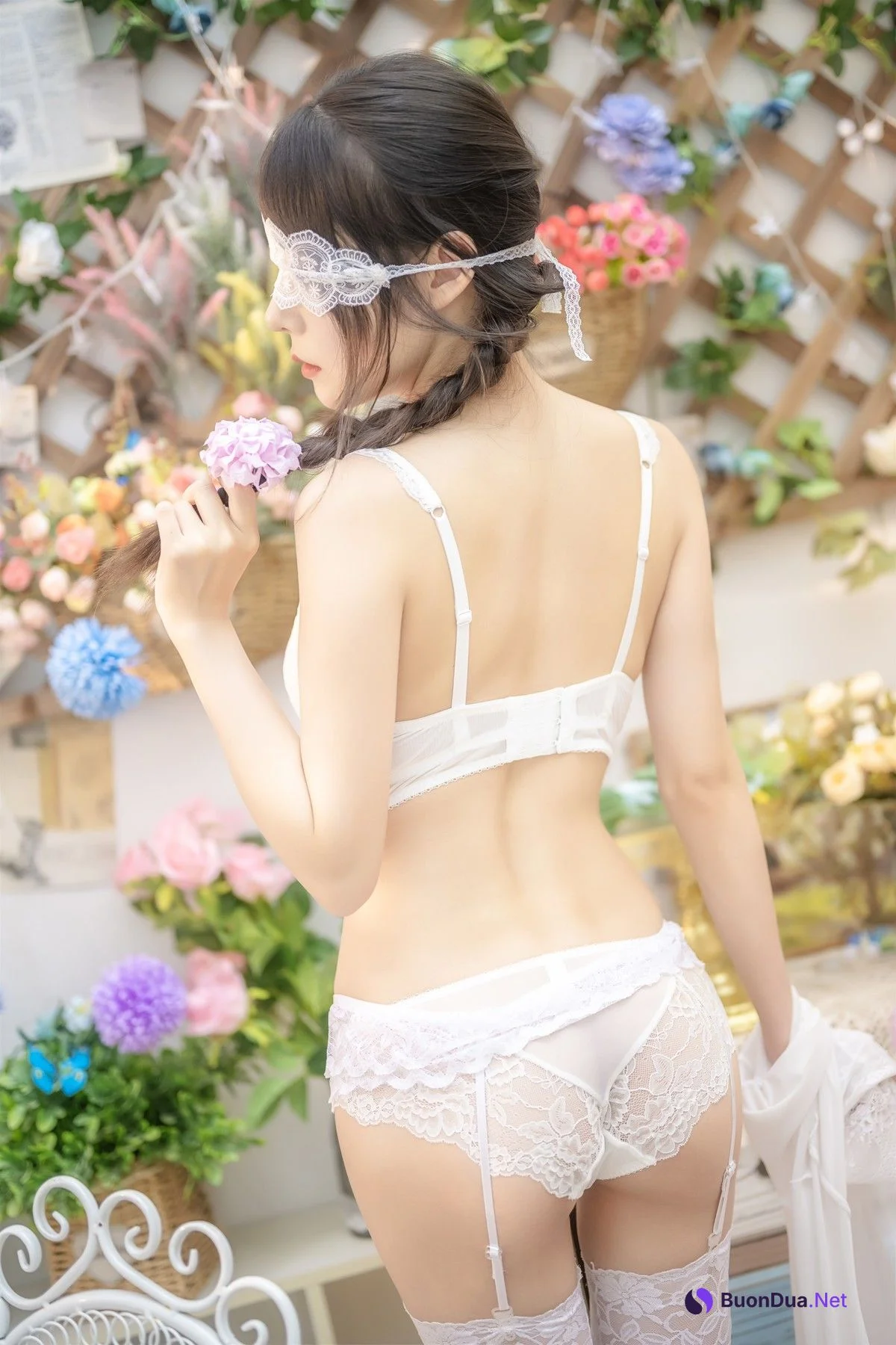 香草喵露露写真 Cosplay 白色玫瑰 - Photo 12