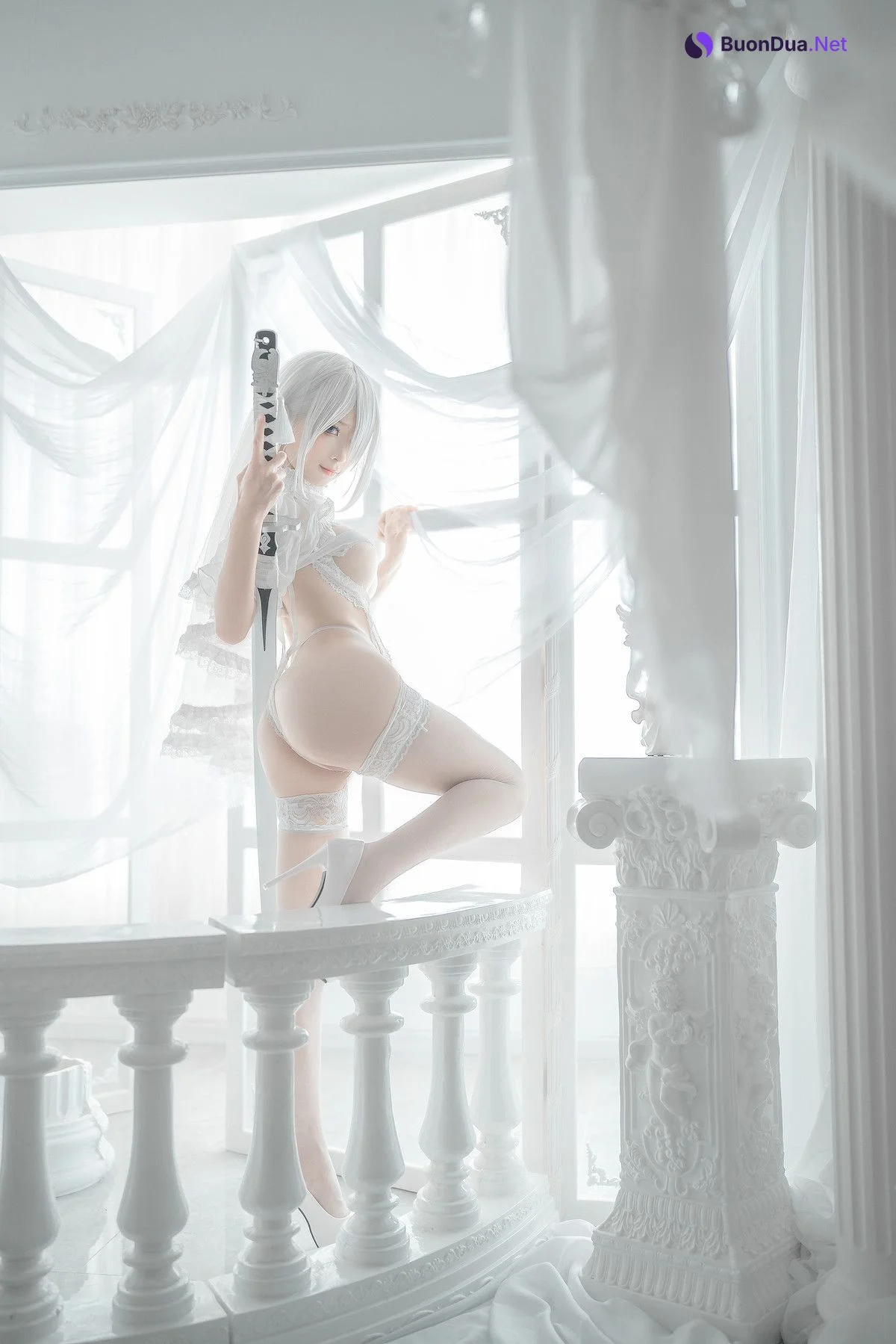 蠢沫沫 Cosplay 2B 白婚纱 - Photo 14