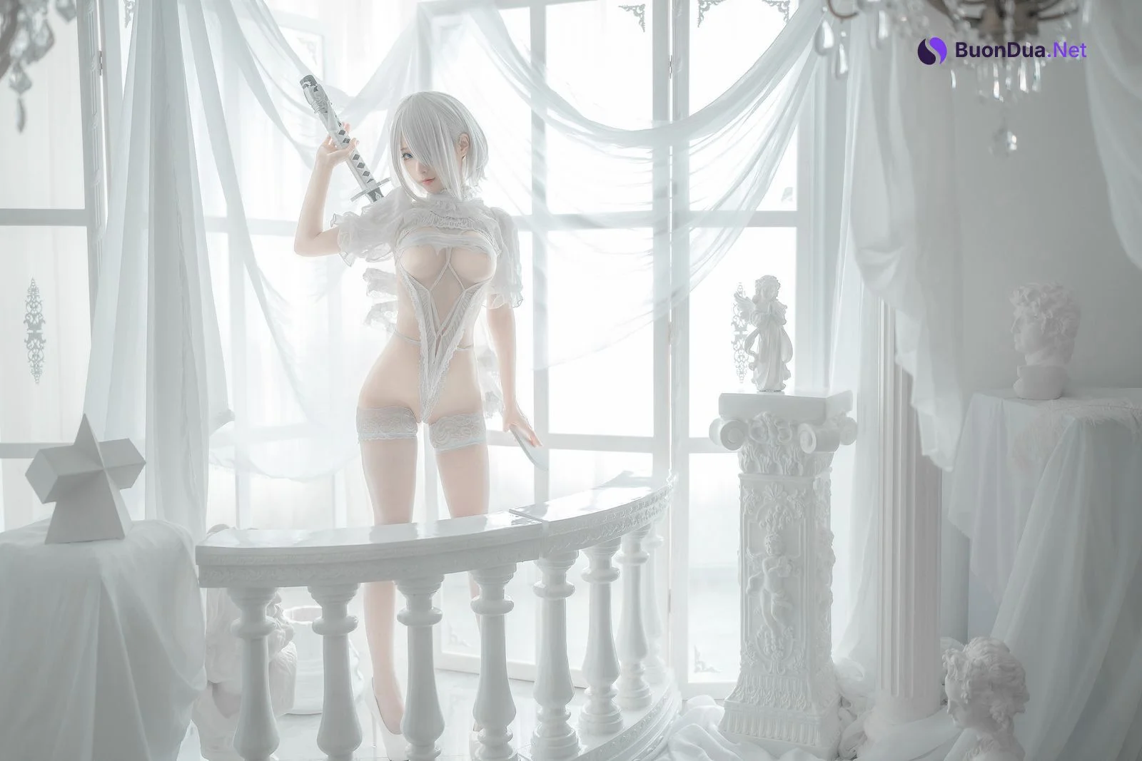 蠢沫沫 Cosplay 2B 白婚纱 - Photo 15