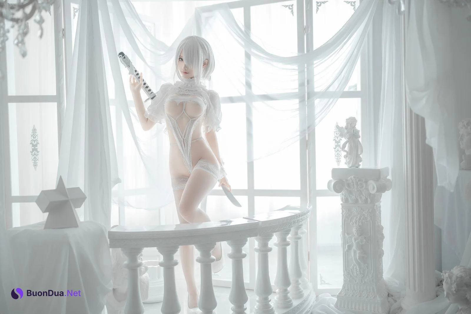蠢沫沫 Cosplay 2B 白婚纱 - Photo 16