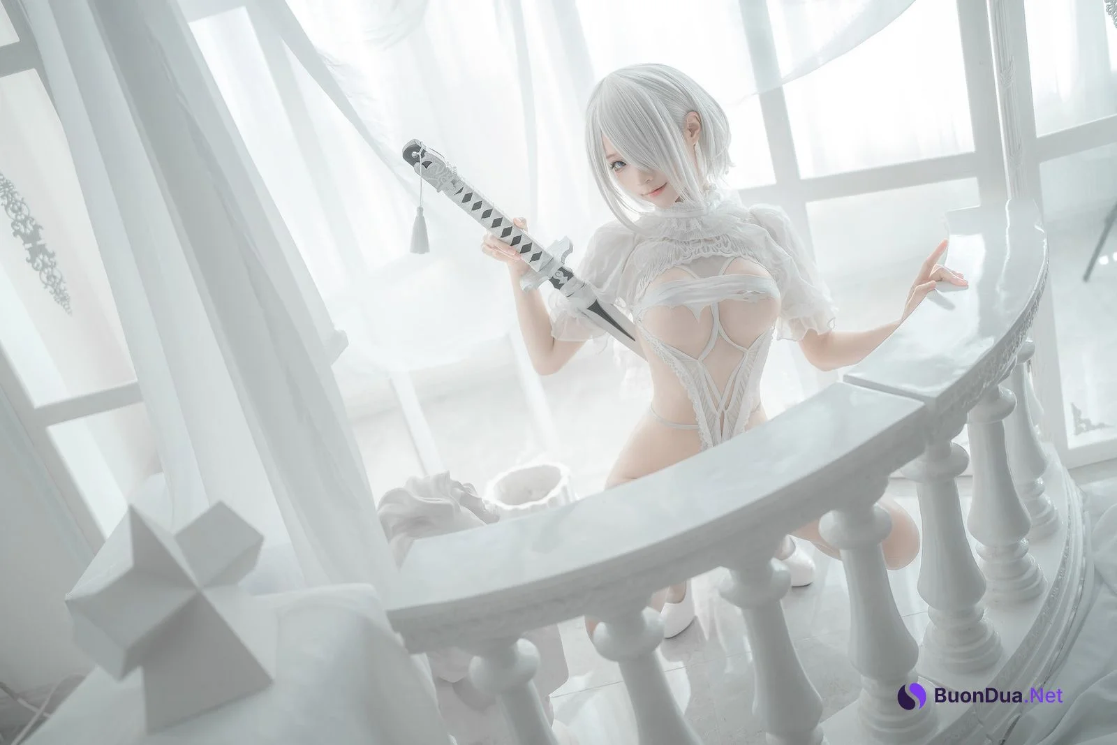蠢沫沫 Cosplay 2B 白婚纱 - Photo 17