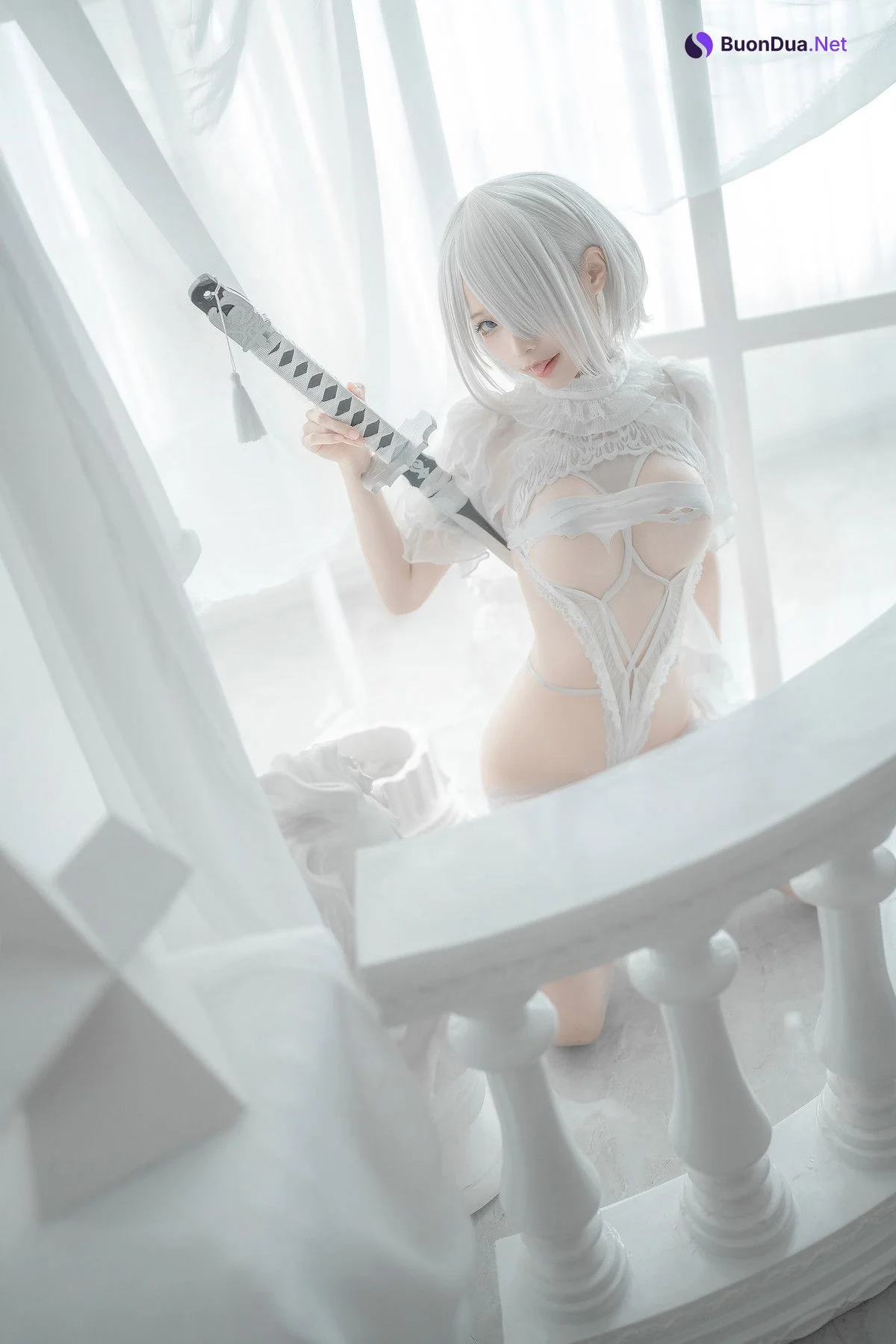 蠢沫沫 Cosplay 2B 白婚纱 - Photo 18