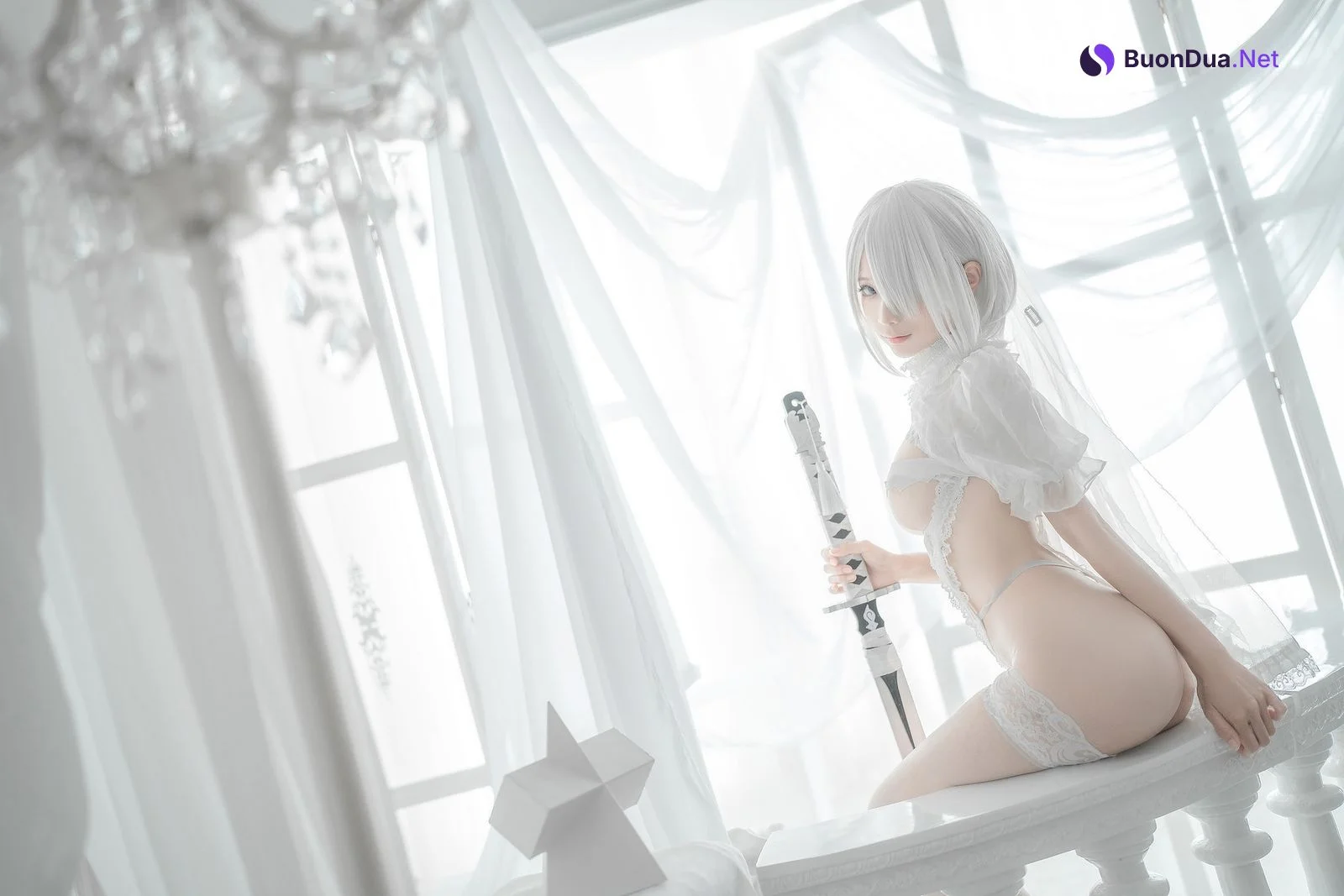蠢沫沫 Cosplay 2B 白婚纱 - Photo 19