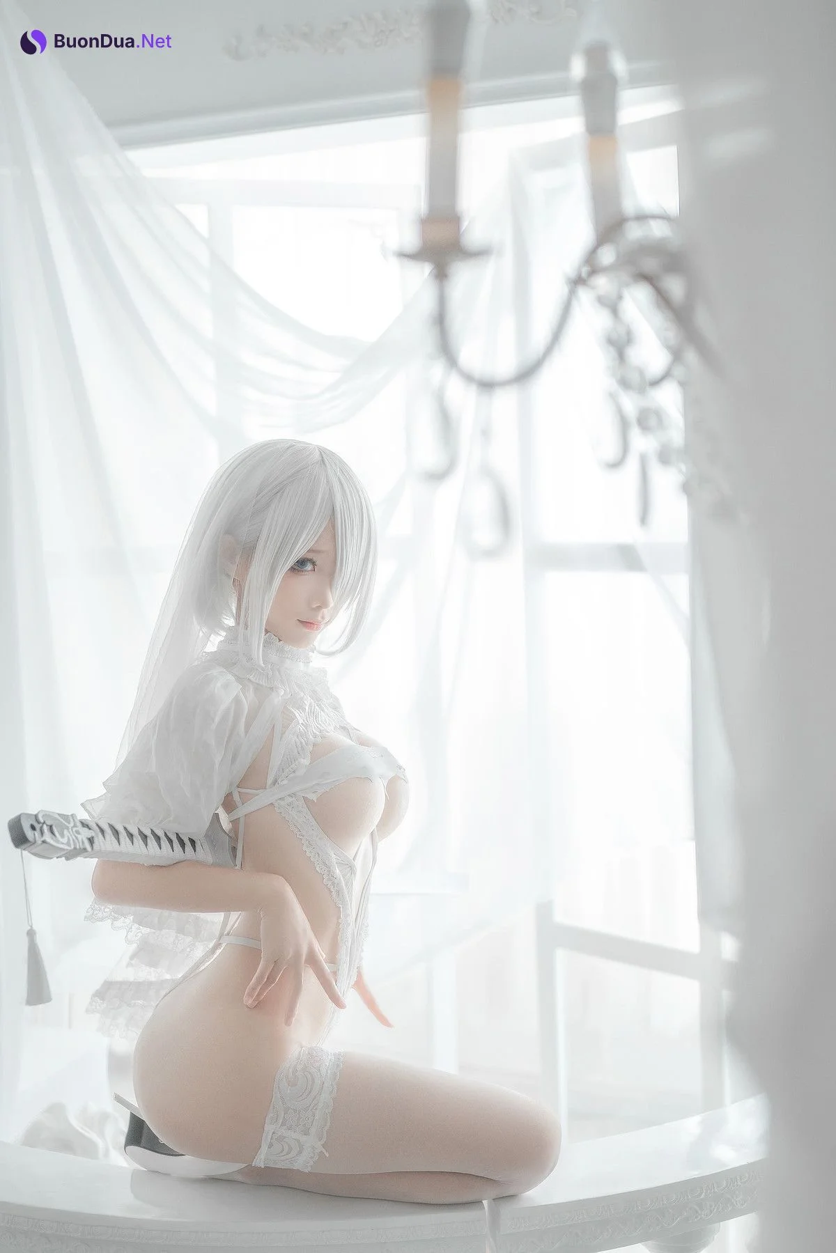 蠢沫沫 Cosplay 2B 白婚纱 - Photo 7
