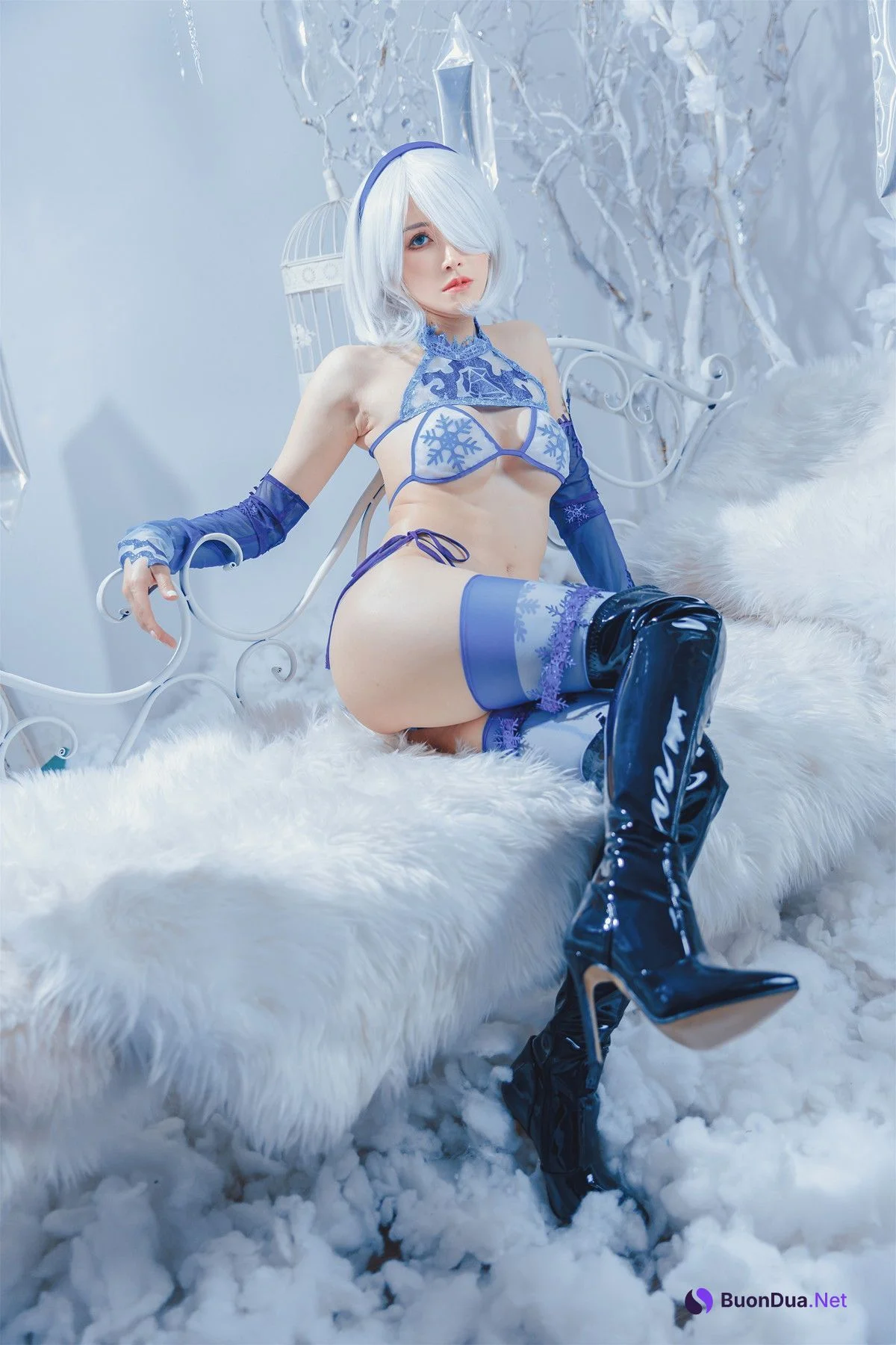 Cosplay 鹿八岁 尼尔 机械纪元 2B冰雪 - Photo 2