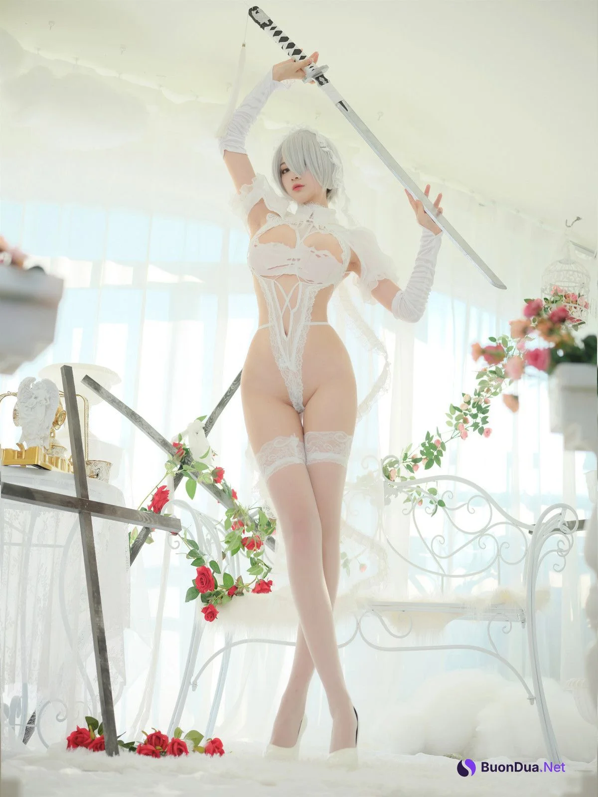 Cosplay 一米八的大梨子 2B Bride - Photo 12