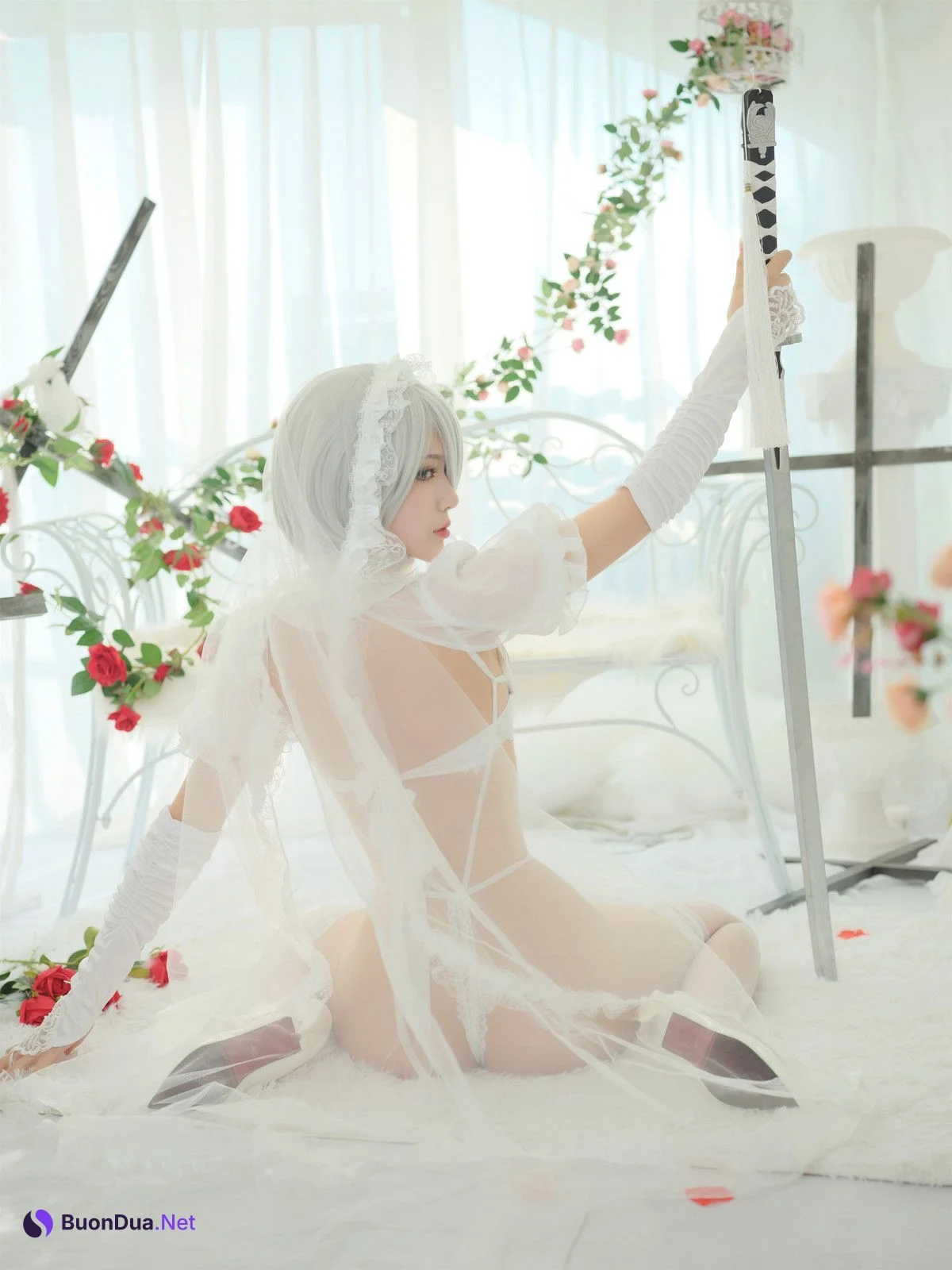 Cosplay 一米八的大梨子 2B Bride - Photo 4