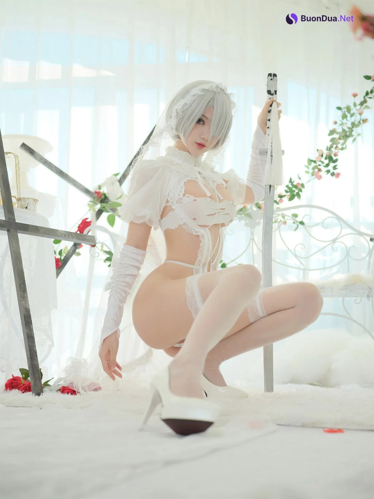 Cosplay 一米八的大梨子 2B Bride - Photo 7