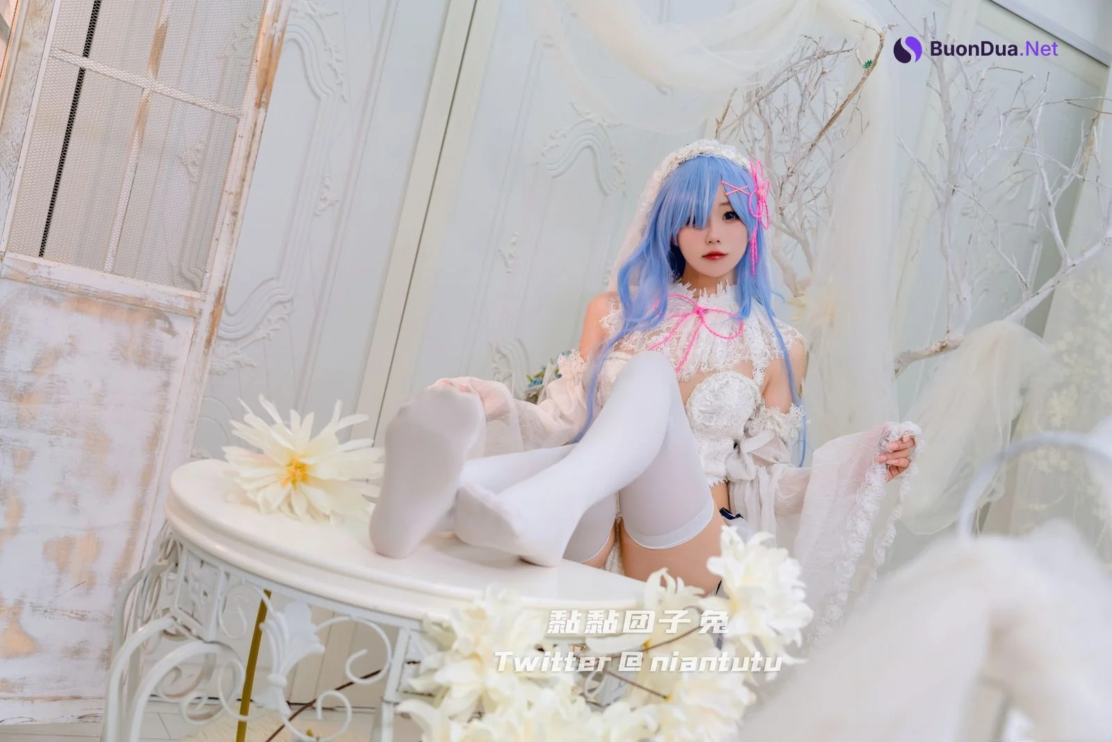 Cosplay 黏黏团子兔 长发蕾姆 - Photo 10